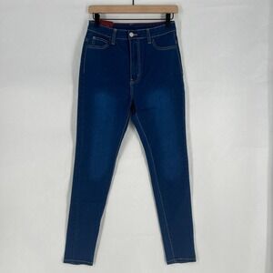 Ling Collection Jeans Women L 27x28.5 Blue Denim Cotton Stretch High Rise Skinny